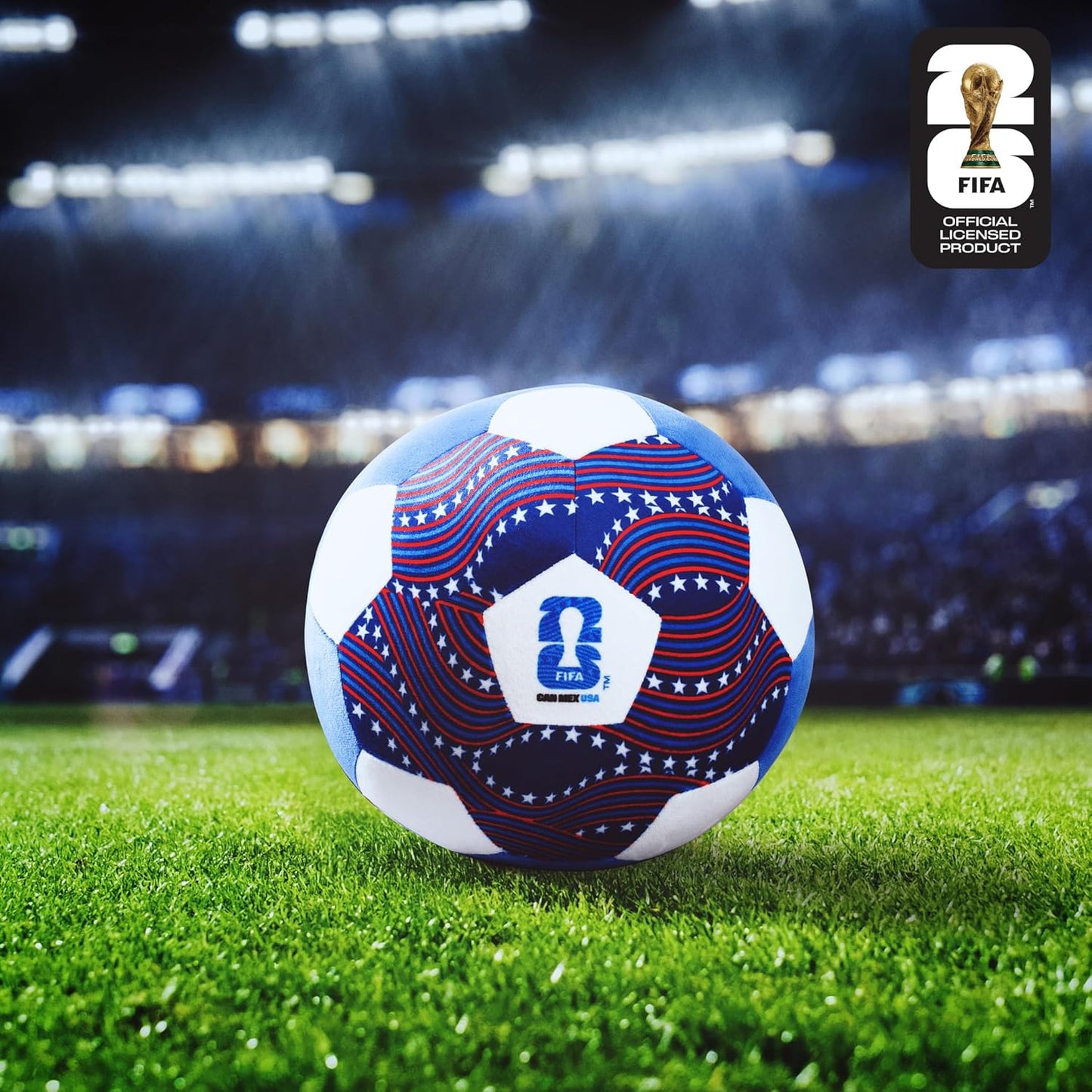 FIFA® World Cup 2026 USA 9-Inch Plush Soccer Ball - Soft, Collectible World Cup™ Plush Toy - National Team Stars and Stripes Design - Ages 3+