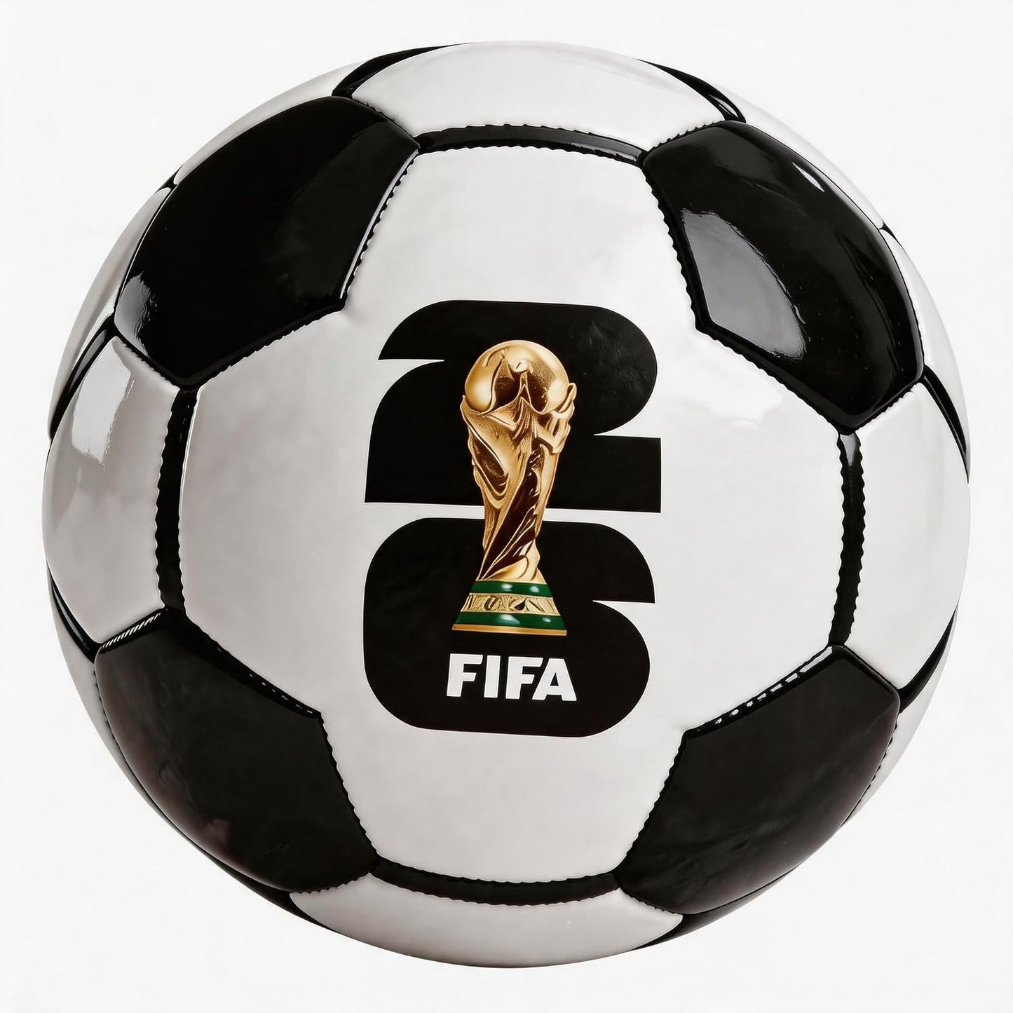 Official FIFA World Cup 2026 Soccer Ball Size 5, Waterproof PU Leather Football, Match Training Ball for Indoor Outdoor Play, Gift for Soccer Fans Teens and Adults