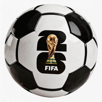Official FIFA World Cup 2026 Soccer Ball Size 5, Waterproof PU Leather Football, Match Training Ball for Indoor Outdoor Play, Gift for Soccer Fans Teens and Adults