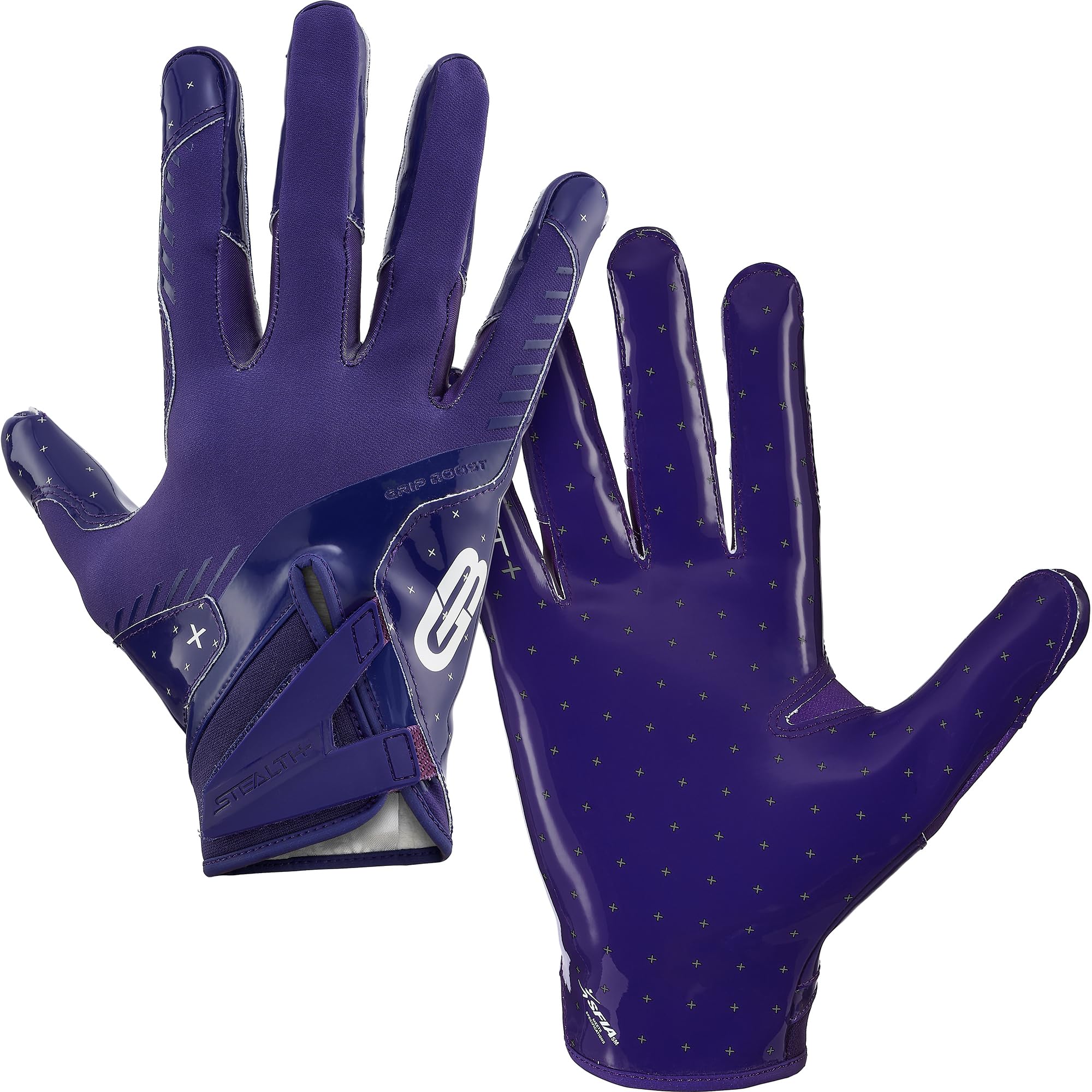 Youth Stealth 6.0 GripPlus Football Gloves - Solid Purple