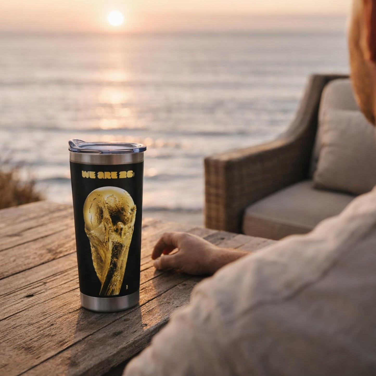 Official FIFA World Cup 2026 Trophy Tumbler – 18Oz Insulated Stainless Steel Travel Mug – “We Are 26” Gold Emblem – Double Wall Vacuum Coffee Cup for Hot & Cold Drinks – Black/Gold