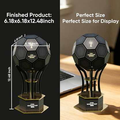Officially Licensed FIFA World Cup 3D Puzzle Trophy Model, Soccer Ball Building Kit for Adults & Kids, Collectible Sports Memorabilia Fan Gift (Black & Gold 01) | Official Licensed,Fwc 2026 Trophy,Soccer Puzzles Gift,Sports Memorabilia Collector,Hands-On Building,Long-Lasting Display