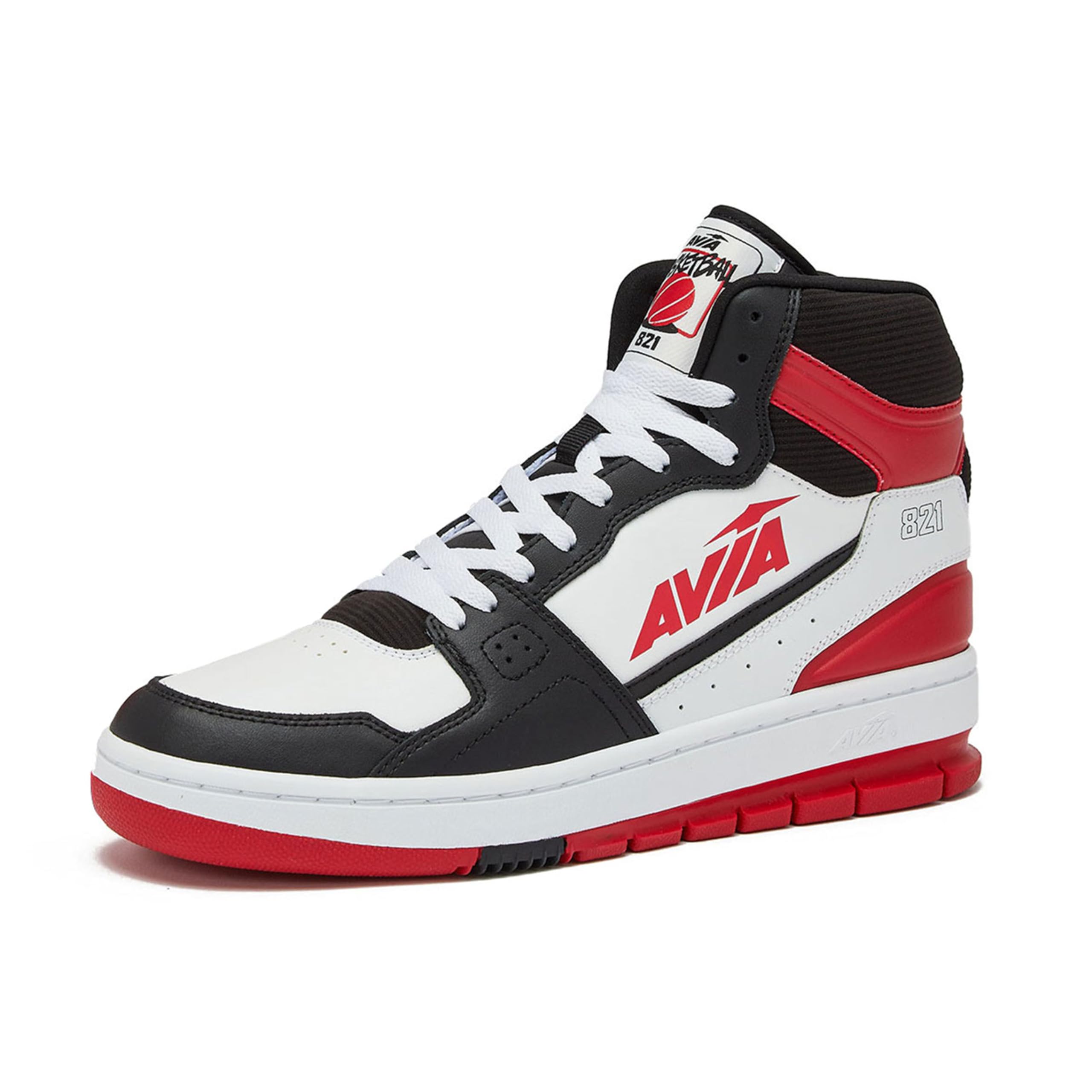 Avia 821 Retro High Top Sneakers - Men's Basketball Shoes Black/Red/White 12M
