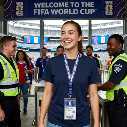 FIFA Official World Cup 2026 USA Lanyard – Collectible Navy W/ Red & White Host Nation Edition – Detachable Breakaway Neck Strap with Metal Clip – Commemorative Soccer Fan Gear for Badges, Keys & ID