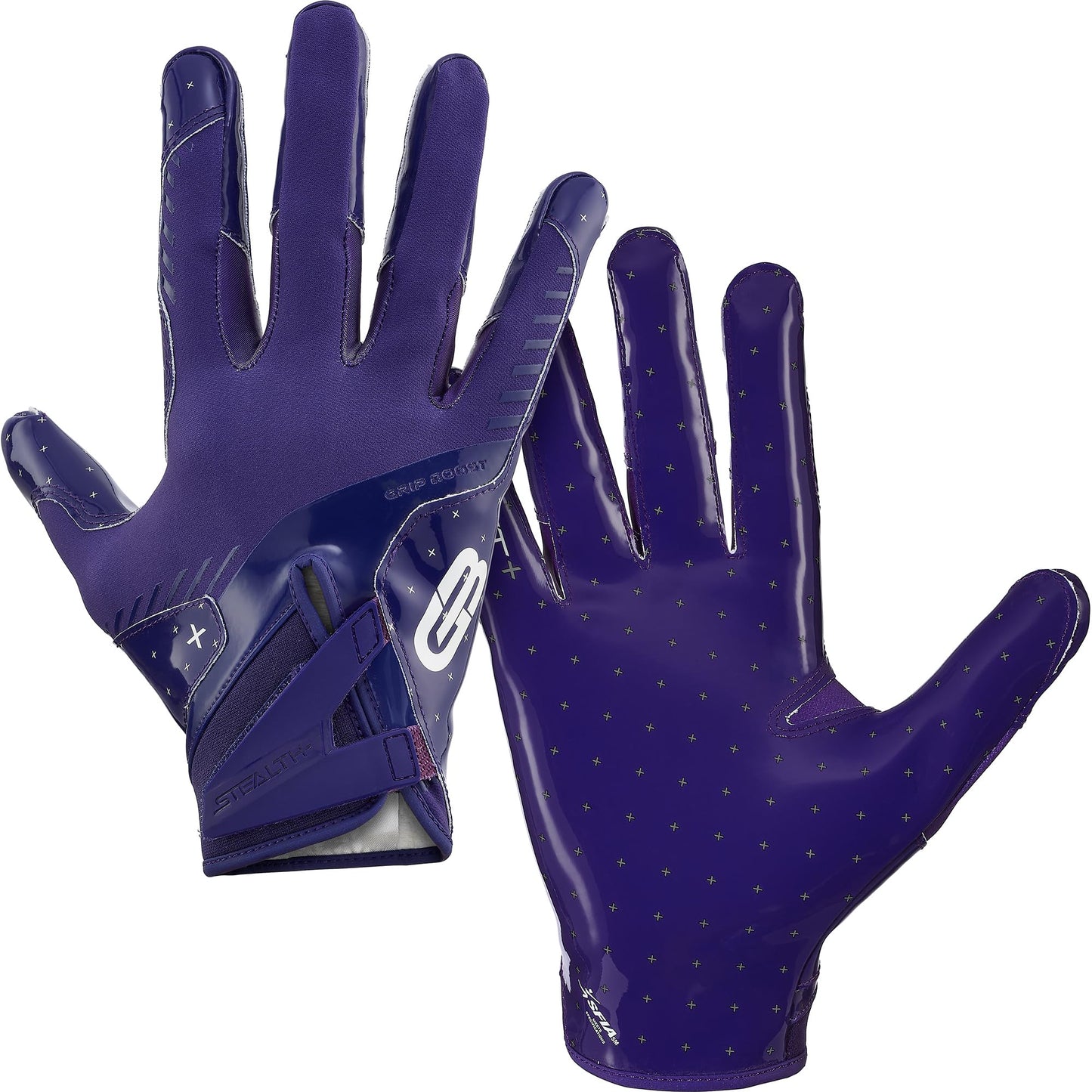 Youth Stealth 6.0 GripPlus Football Gloves - Solid Purple