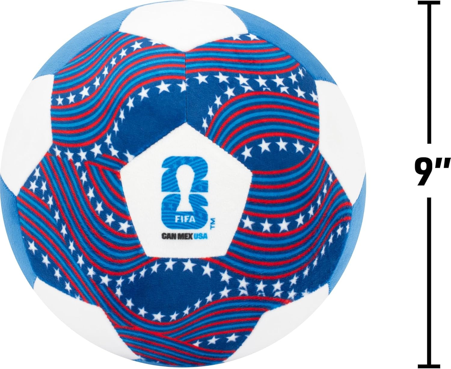 FIFA® World Cup 2026 USA 9-Inch Plush Soccer Ball - Soft, Collectible World Cup™ Plush Toy - National Team Stars and Stripes Design - Ages 3+