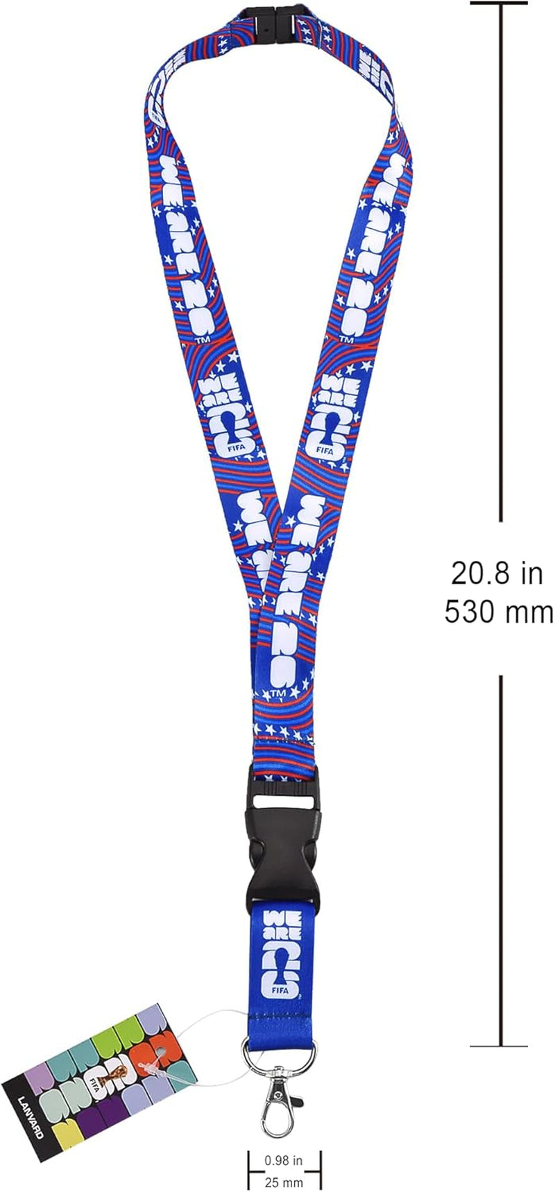 FIFA Official World Cup 2026 USA Lanyard – Collectible Navy W/ Red & White Host Nation Edition – Detachable Breakaway Neck Strap with Metal Clip – Commemorative Soccer Fan Gear for Badges, Keys & ID