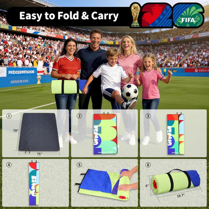 FIFA World Cup 2026 Picnic Blankets, World Cup Trophy Design Outdoor Blanket, 75''X79'' Large Beach Blanket Waterproof Sandproof, Foldable 20*6" Picnic Mat, FIFA 26 Official Licensed - FIFA 26