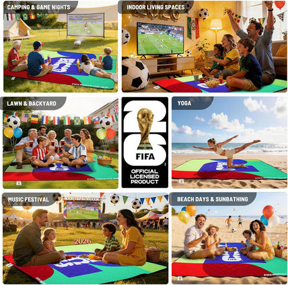 FIFA World Cup 2026 Picnic Blankets, World Cup Trophy Design Outdoor Blanket, 75''X79'' Large Beach Blanket Waterproof Sandproof, Foldable 20*6" Picnic Mat, FIFA 26 Official Licensed - FIFA 26