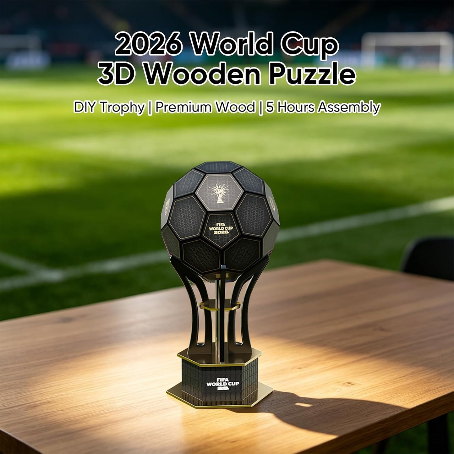 Officially Licensed FIFA World Cup 3D Puzzle Trophy Model, Soccer Ball Building Kit for Adults & Kids, Collectible Sports Memorabilia Fan Gift (Black & Gold 01) | Official Licensed,Fwc 2026 Trophy,Soccer Puzzles Gift,Sports Memorabilia Collector,Hands-On Building,Long-Lasting Display