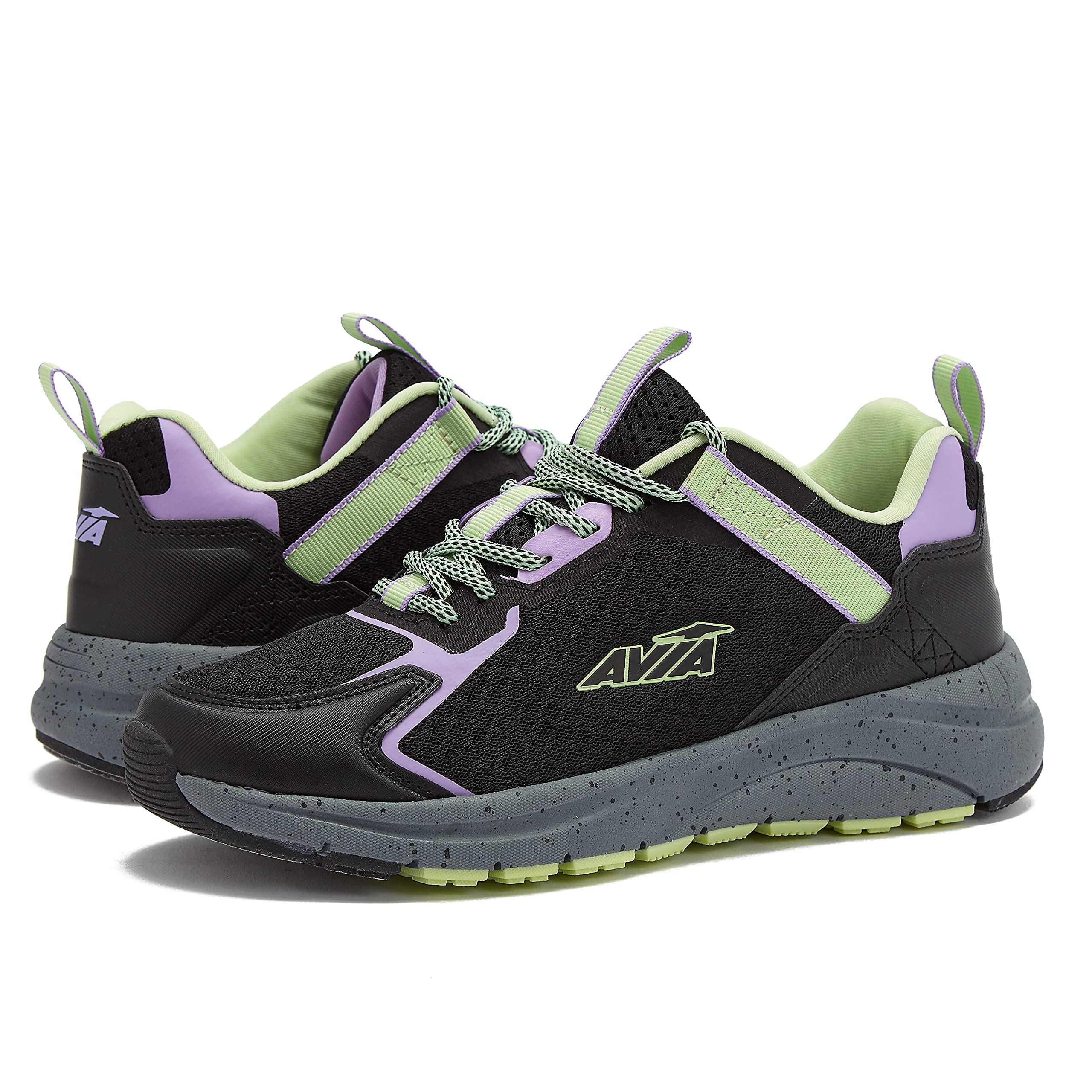 Avia Canyon Women's Supportive Trail Sneakers - Black/Purple/Green