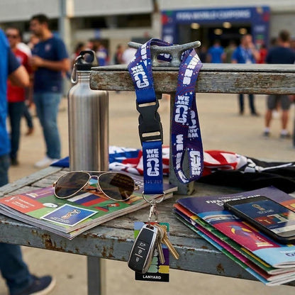 FIFA Official World Cup 2026 USA Lanyard – Collectible Navy W/ Red & White Host Nation Edition – Detachable Breakaway Neck Strap with Metal Clip – Commemorative Soccer Fan Gear for Badges, Keys & ID
