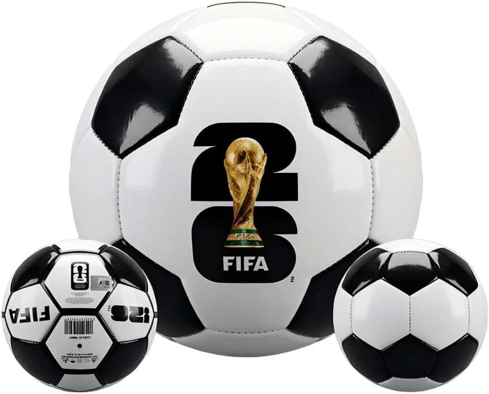 Official FIFA World Cup 2026 Soccer Ball Size 5, Waterproof PU Leather Football, Match Training Ball for Indoor Outdoor Play, Gift for Soccer Fans Teens and Adults
