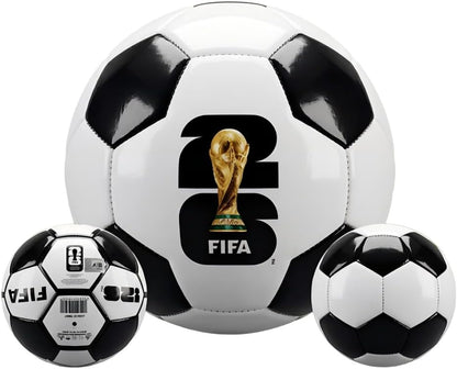 Official FIFA World Cup 2026 Soccer Ball Size 5, Waterproof PU Leather Football, Match Training Ball for Indoor Outdoor Play, Gift for Soccer Fans Teens and Adults