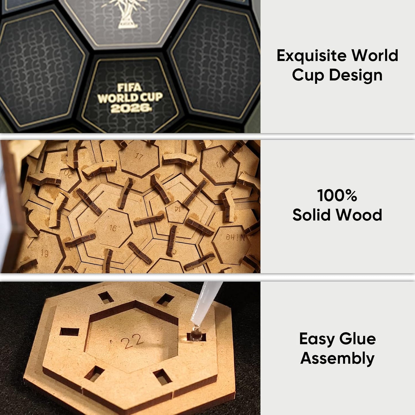 Officially Licensed FIFA World Cup 3D Puzzle Trophy Model, Soccer Ball Building Kit for Adults & Kids, Collectible Sports Memorabilia Fan Gift (Black & Gold 01) | Official Licensed,Fwc 2026 Trophy,Soccer Puzzles Gift,Sports Memorabilia Collector,Hands-On Building,Long-Lasting Display