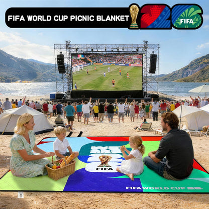 FIFA World Cup 2026 Picnic Blankets, World Cup Trophy Design Outdoor Blanket, 75''X79'' Large Beach Blanket Waterproof Sandproof, Foldable 20*6" Picnic Mat, FIFA 26 Official Licensed - FIFA 26