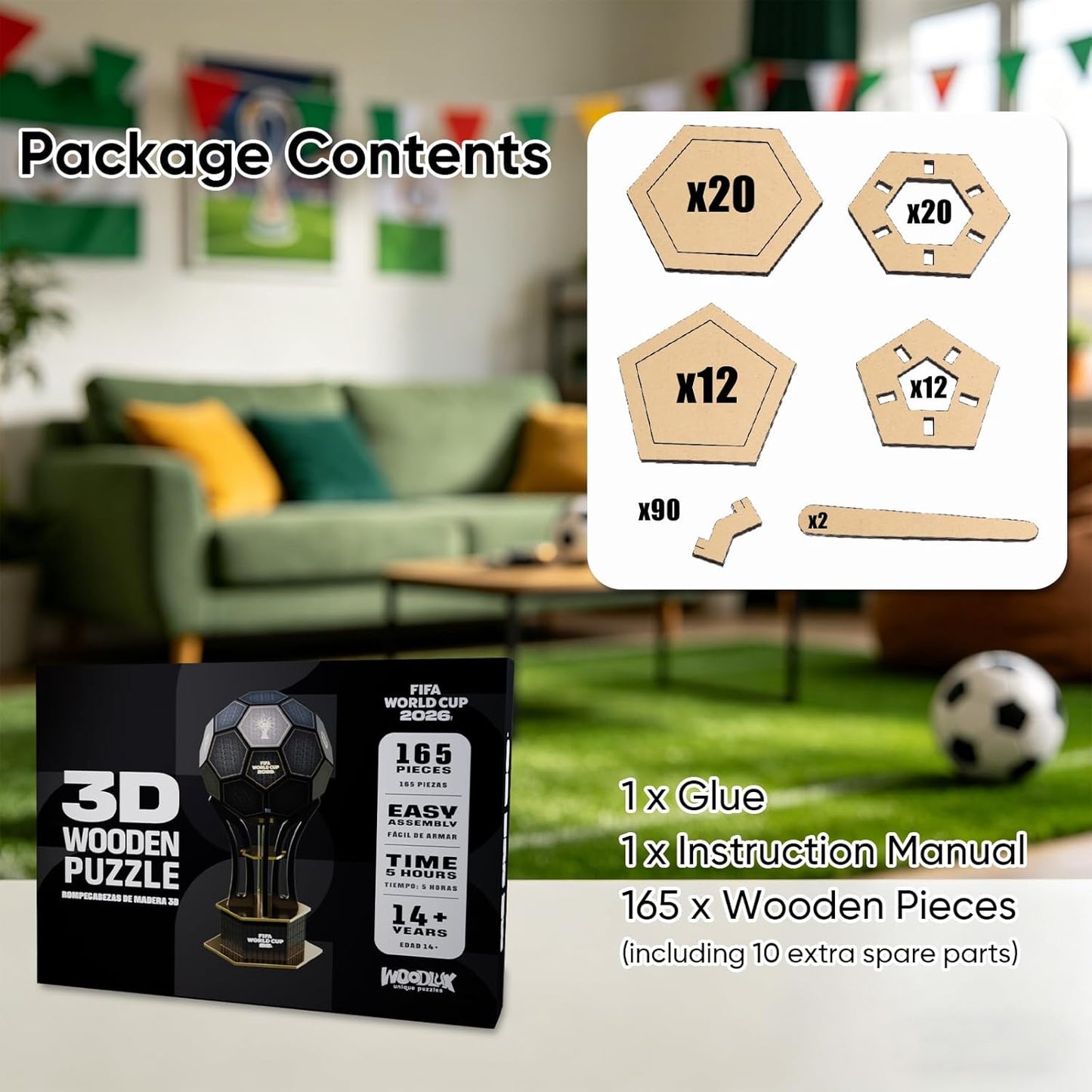 Officially Licensed FIFA World Cup 3D Puzzle Trophy Model, Soccer Ball Building Kit for Adults & Kids, Collectible Sports Memorabilia Fan Gift (Black & Gold 01) | Official Licensed,Fwc 2026 Trophy,Soccer Puzzles Gift,Sports Memorabilia Collector,Hands-On Building,Long-Lasting Display