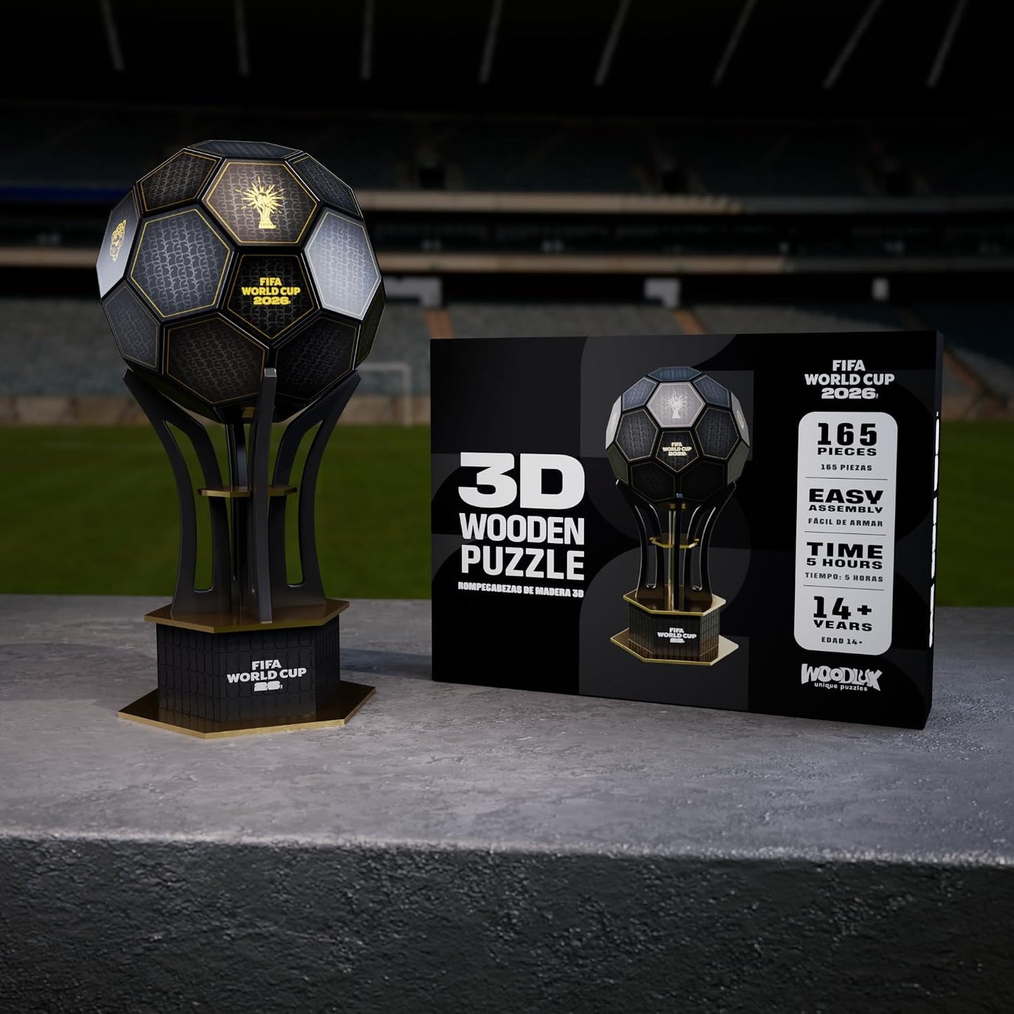 Officially Licensed FIFA World Cup 3D Puzzle Trophy Model, Soccer Ball Building Kit for Adults & Kids, Collectible Sports Memorabilia Fan Gift (Black & Gold 01) | Official Licensed,Fwc 2026 Trophy,Soccer Puzzles Gift,Sports Memorabilia Collector,Hands-On Building,Long-Lasting Display