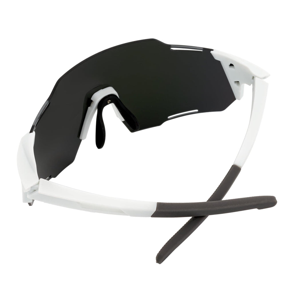 Morspecs Razer large wraparound rimless sports sunglasses with white smoke tint lens, sporty design and full eye coverage.
